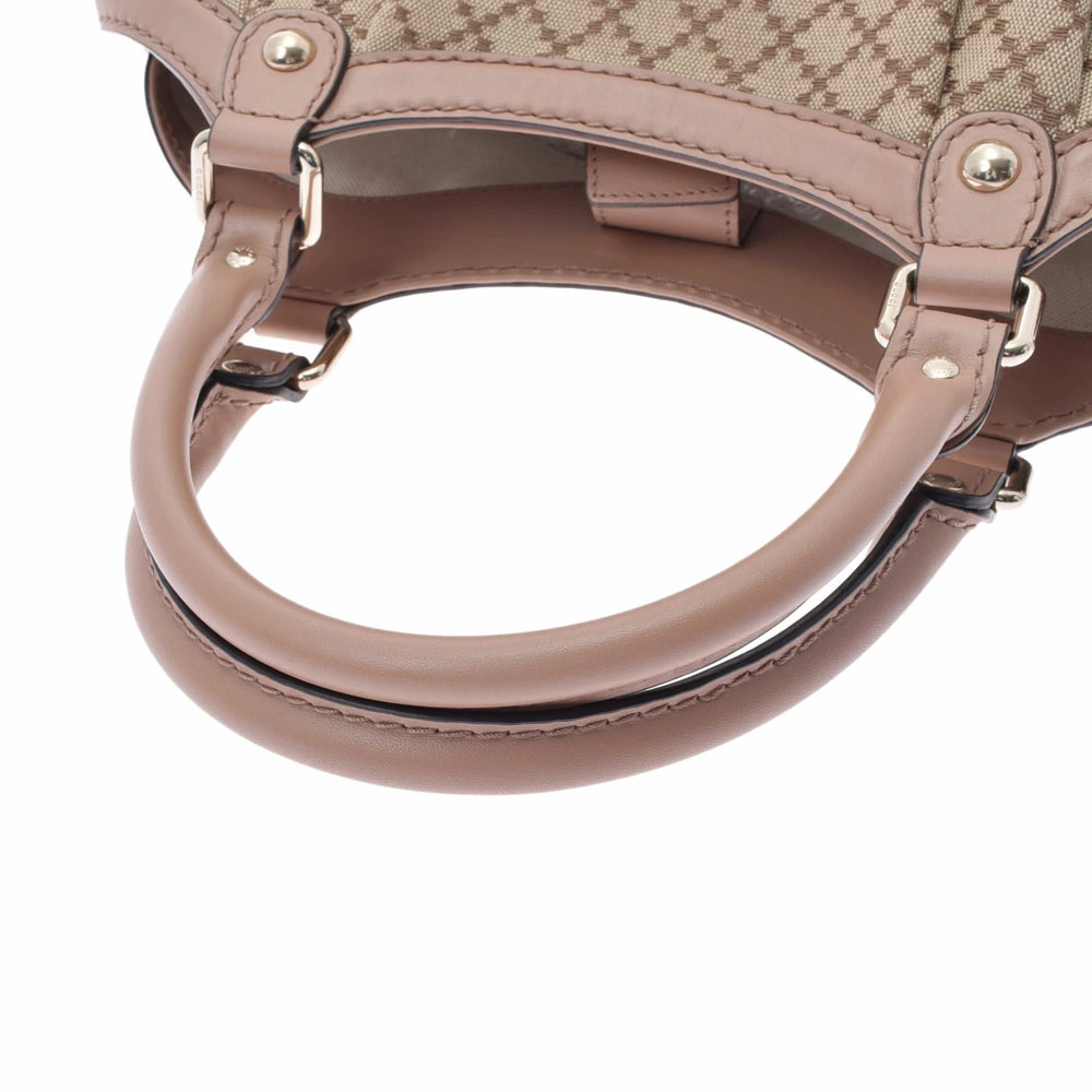 GUCCI Sukey Diamante Beige Pink Canvas Leather Handbag - Picture 3 of 9